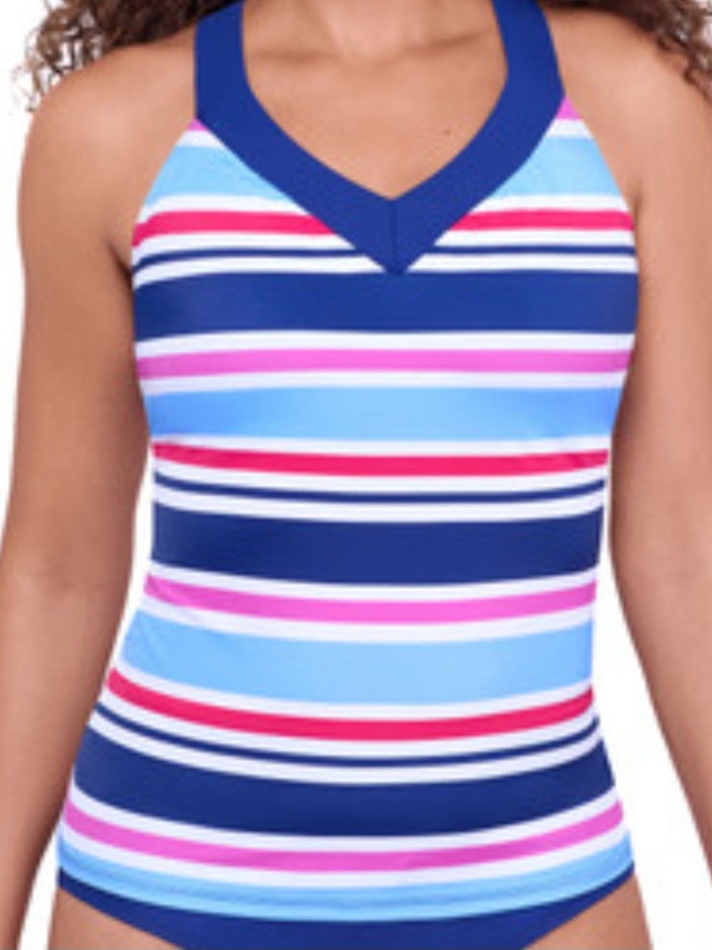 ZeroXposur Navy, Light Blue & Pink Striped One-Piece